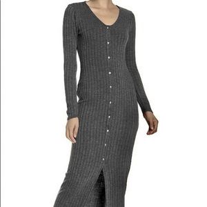 Superfoxx Ribbed Maxi Dress in Grey/Charcoal